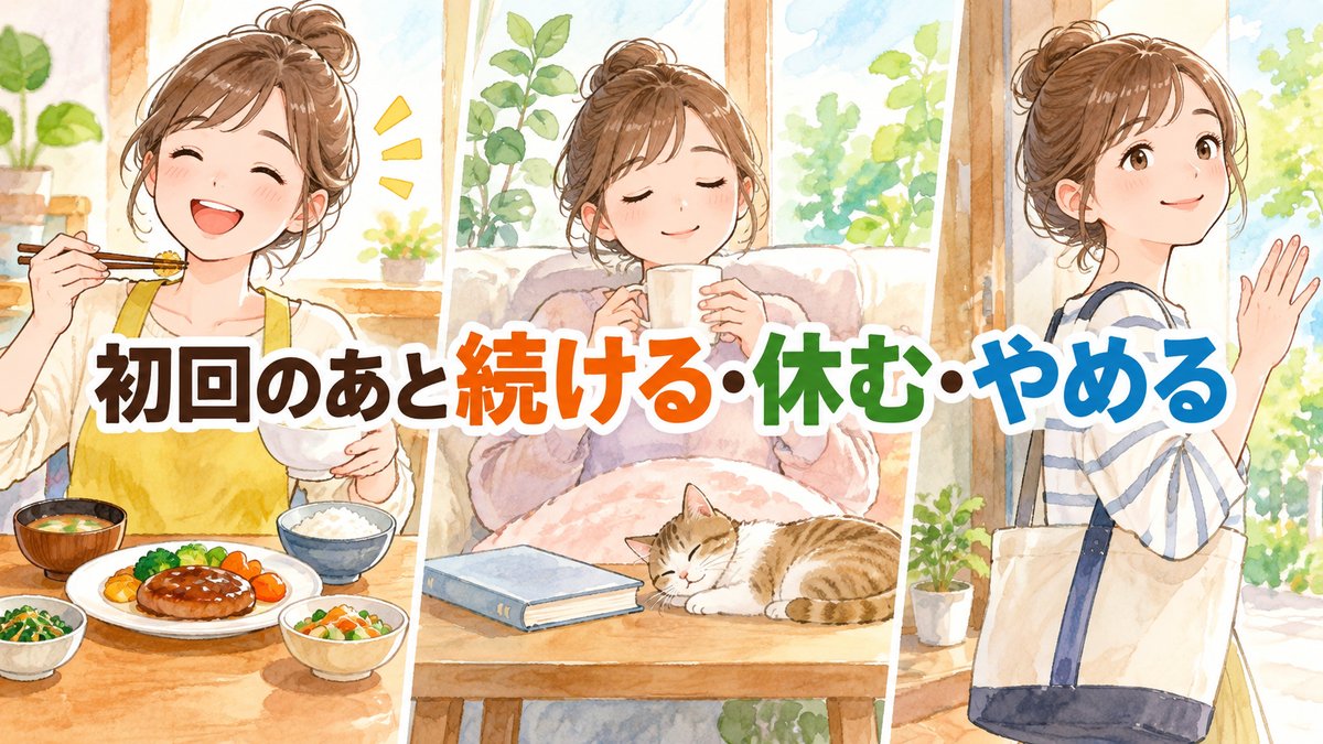 初回のあと続ける・休む・やめる