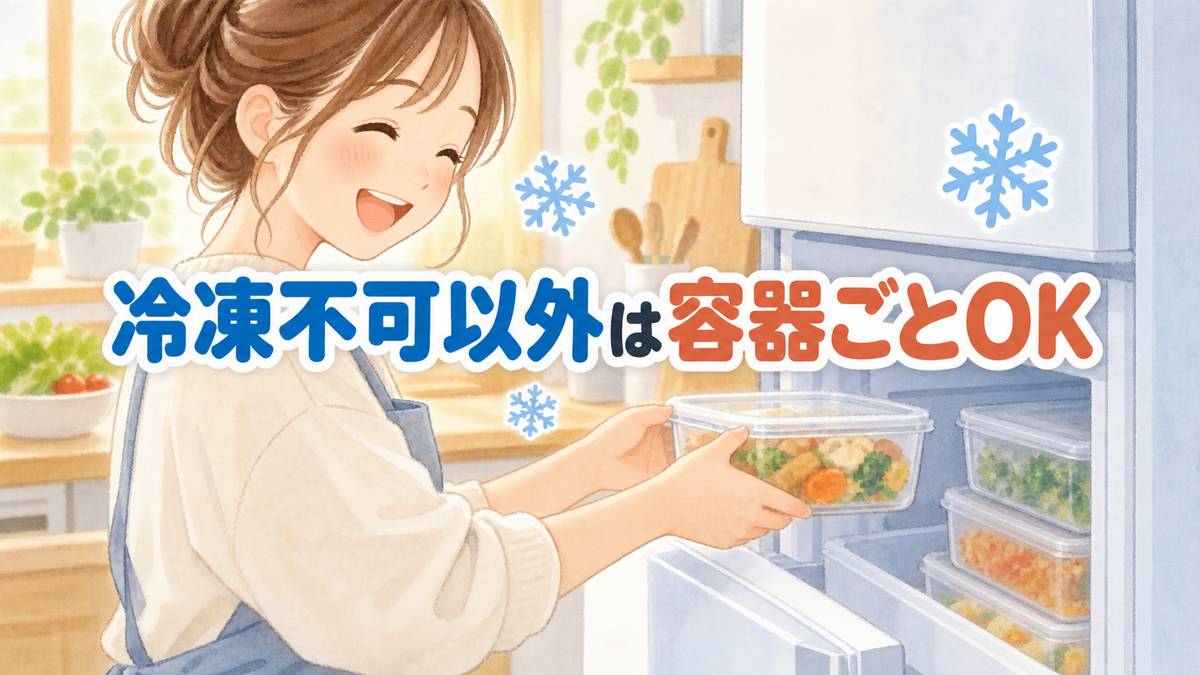 冷凍不可以外は容器ごとOK