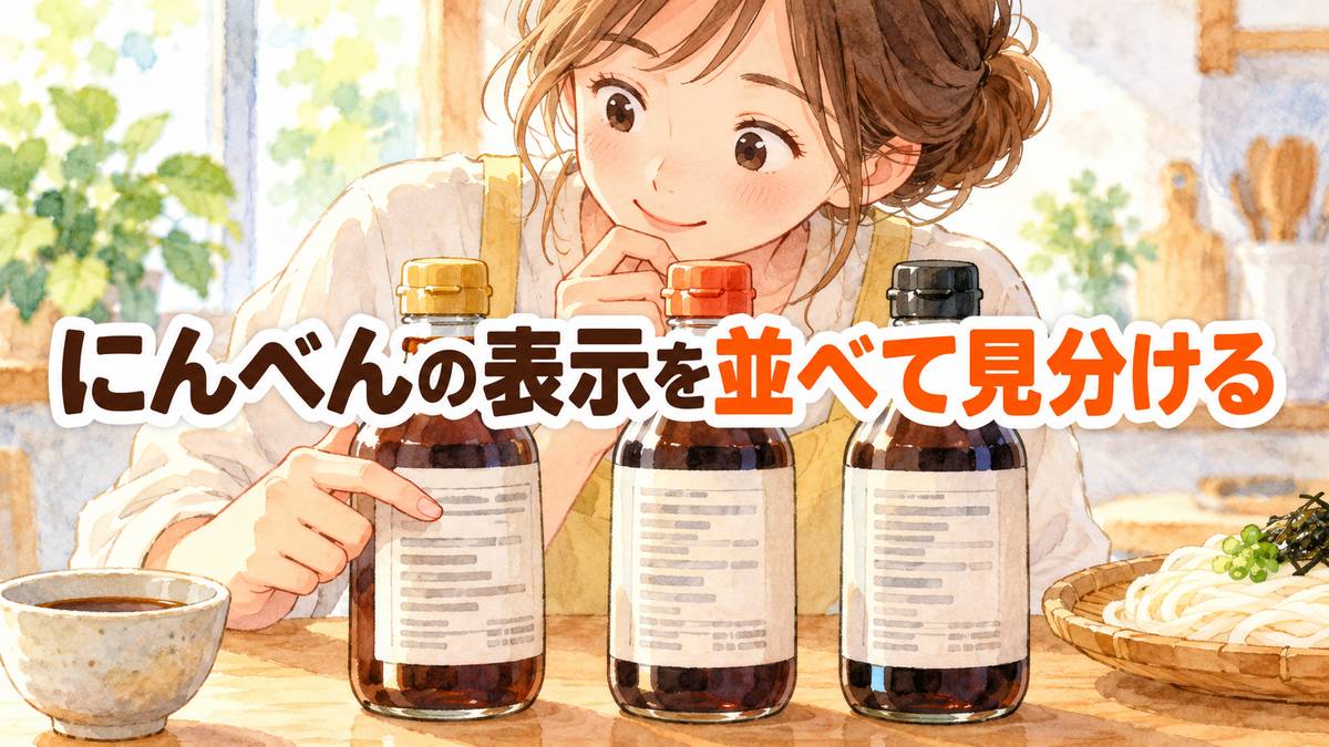 にんべんの表示を並べて見分ける