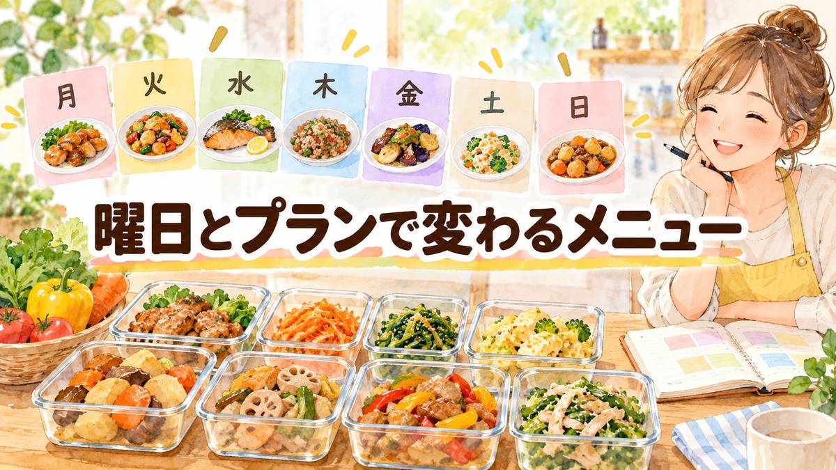 曜日とプランで変わるメニュー