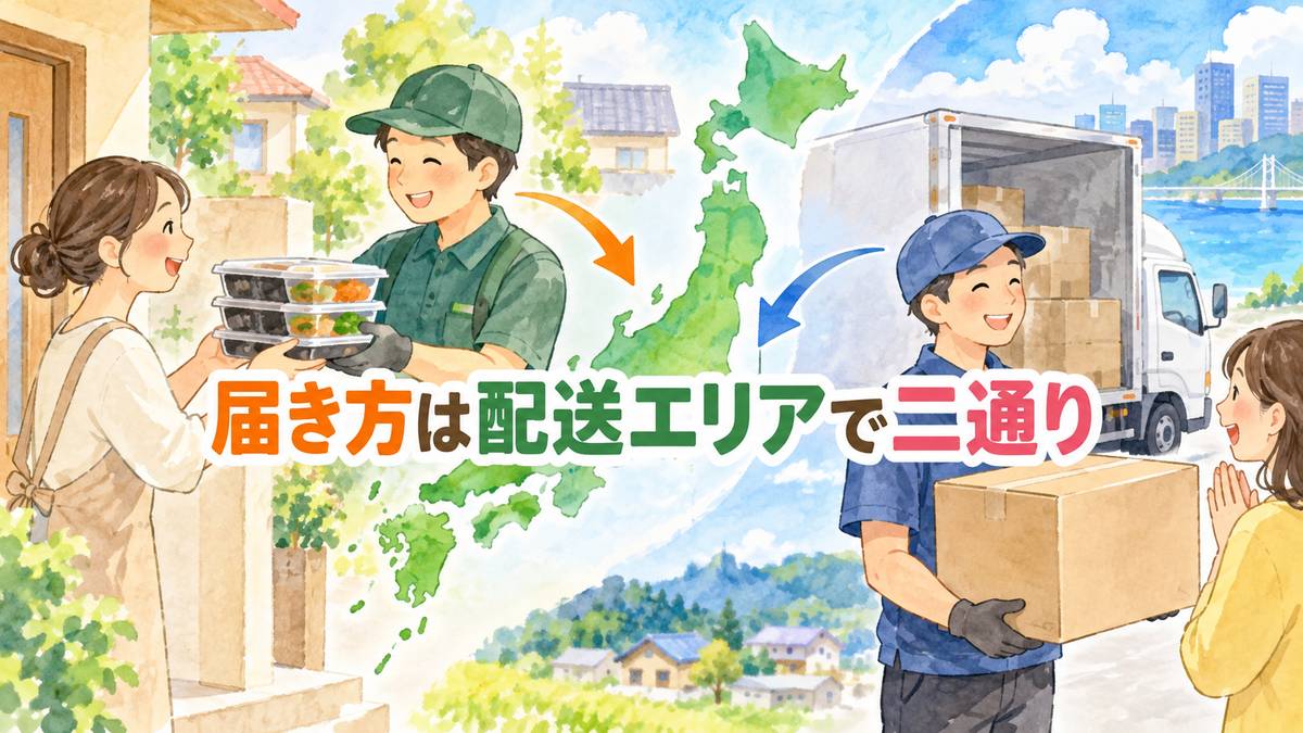 届き方は配送エリアで二通り