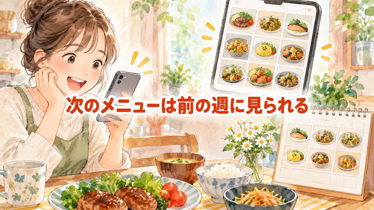 次のメニューは前の週に見られる