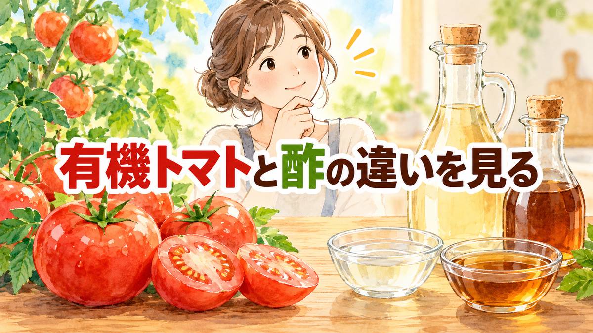 有機トマトと酢の違いを見る