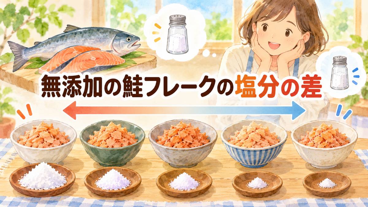 無添加の鮭フレークの塩分の差